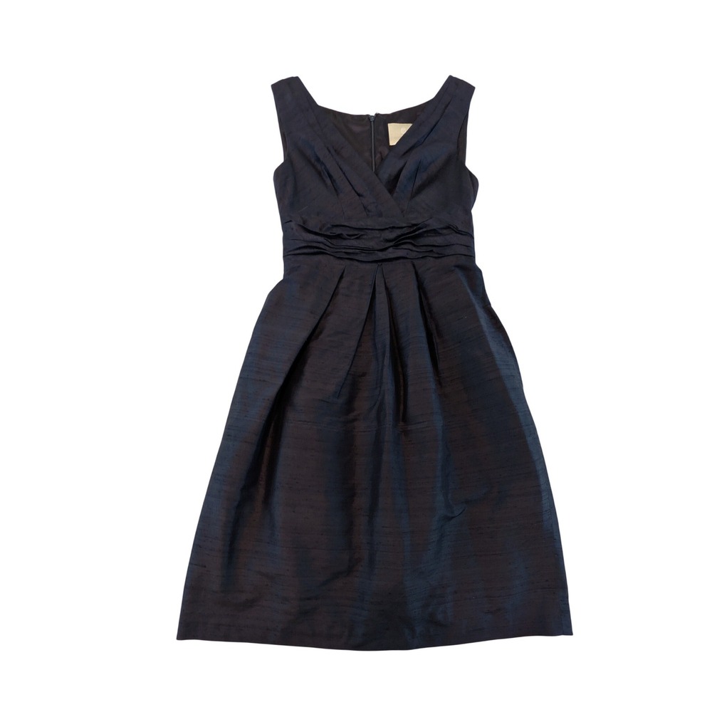 Watters & Watters Womens 100% Silk Pleated Cocktail Dress Navy‎ Blue Size 6